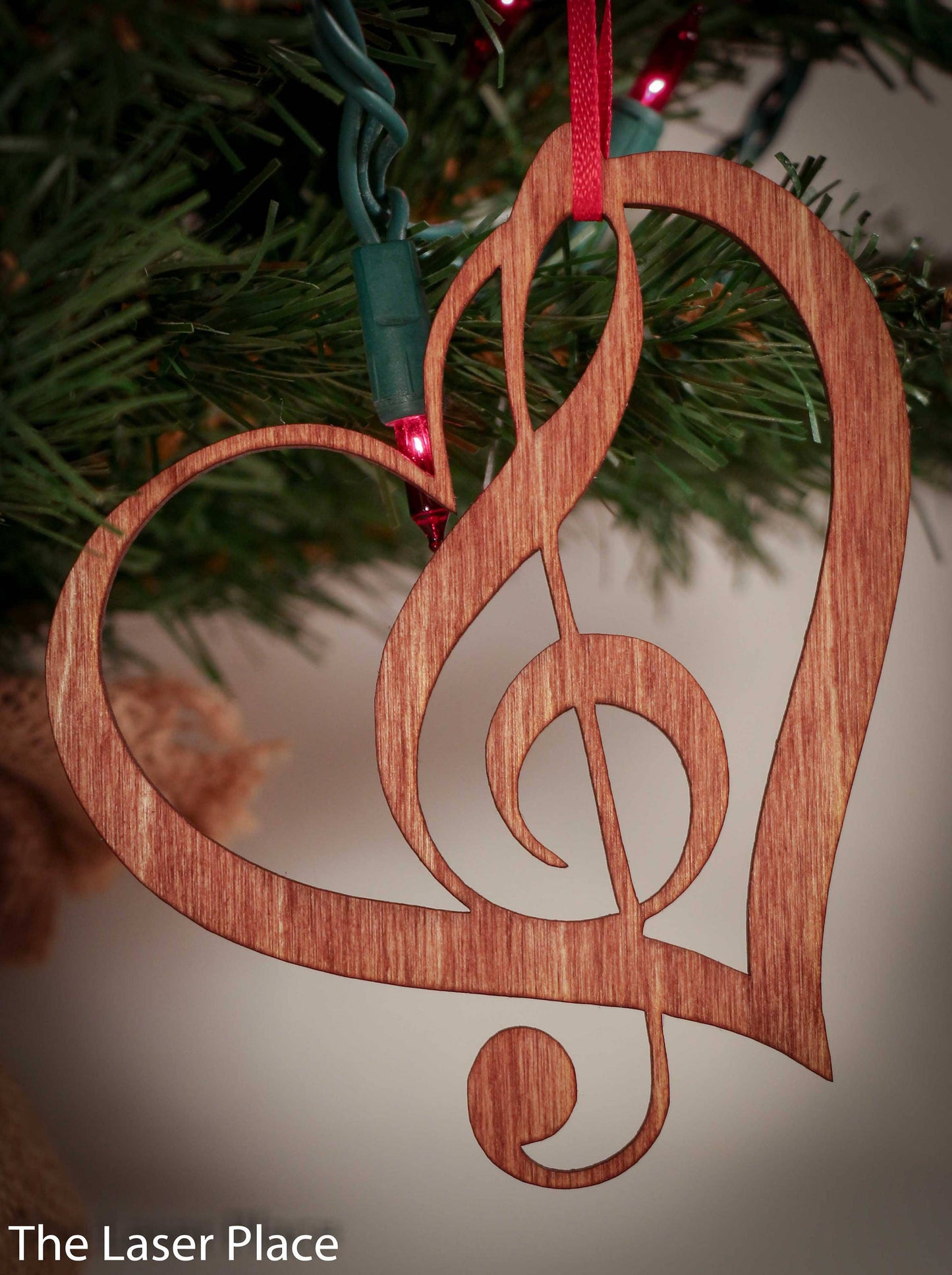 Music Heart Wood Christmas Ornament