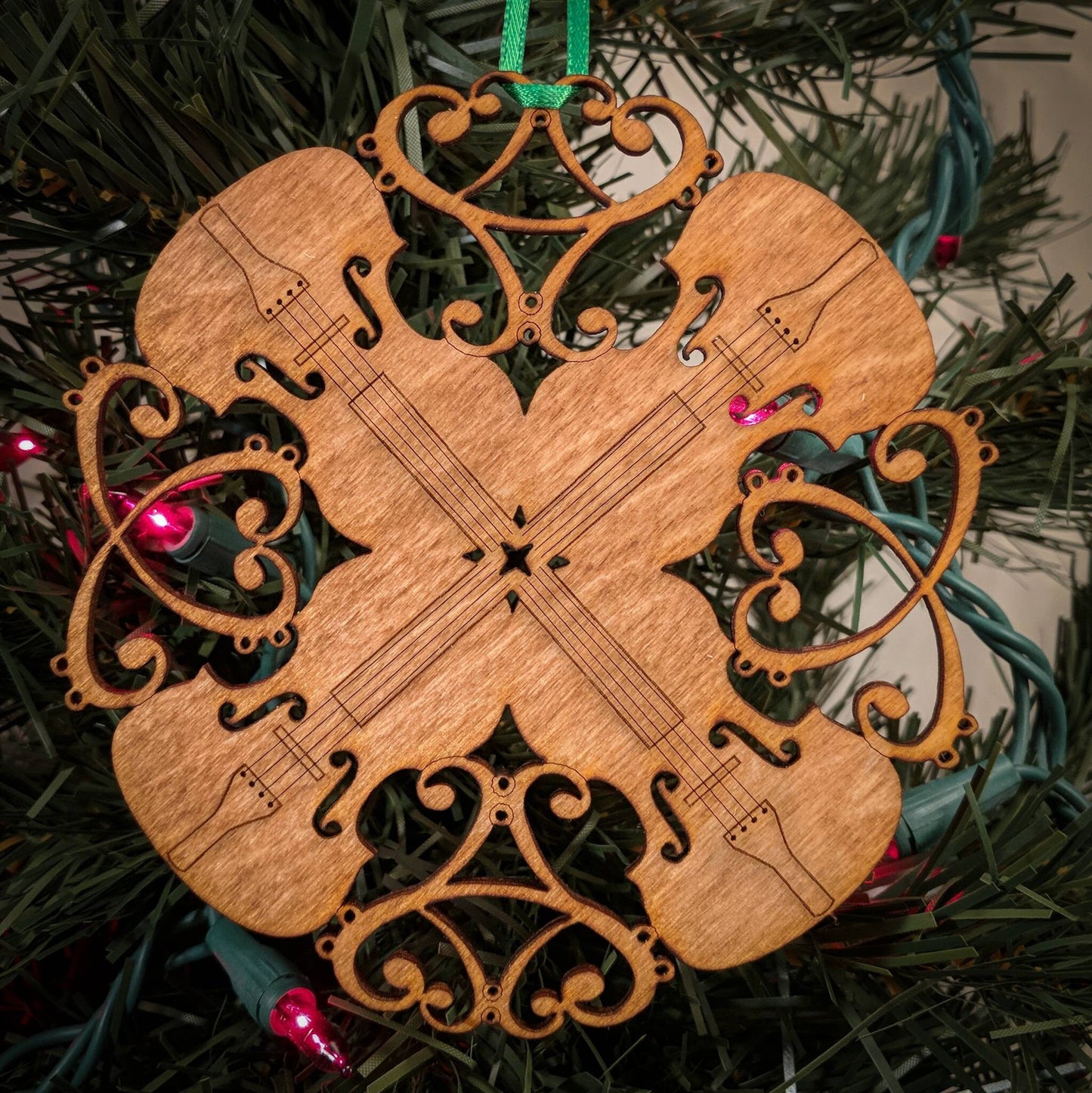 String Bass Music Wood Ornament