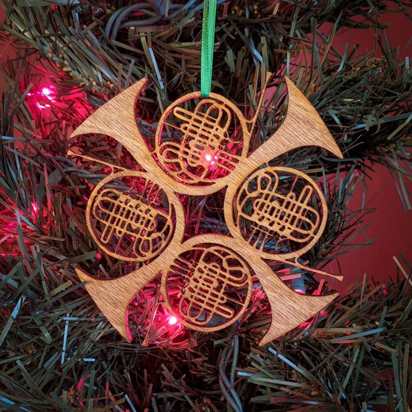 French Horn Instrument Music Wood Ornament