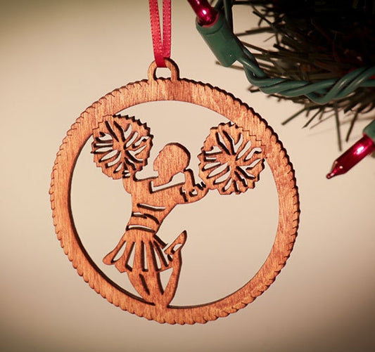 Cheerleader Laser Cut Wood Christmas Ornament