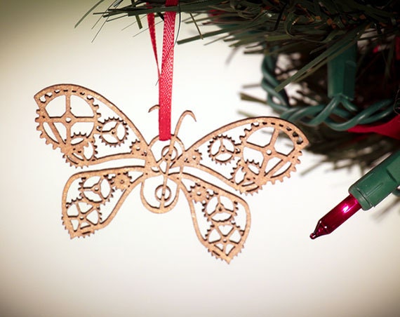 Steampunk Gear Butterfly Christmas Ornament
