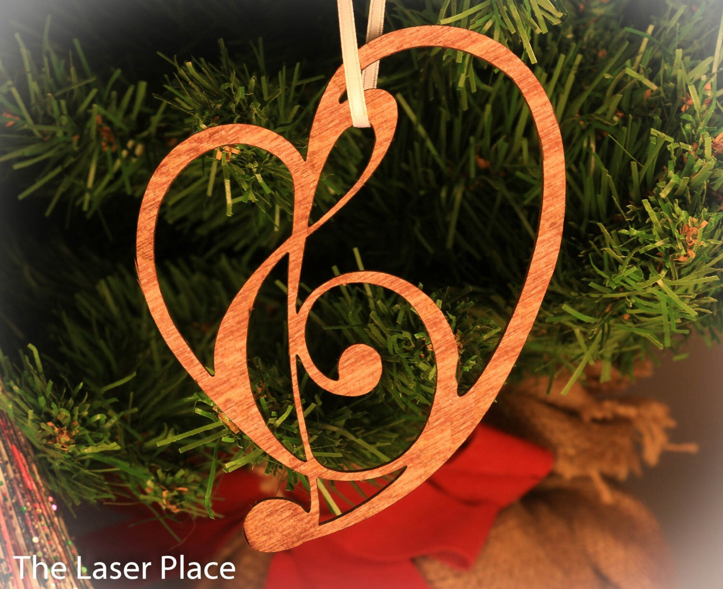 Heart Treble Clef Heart Music Christmas Ornament