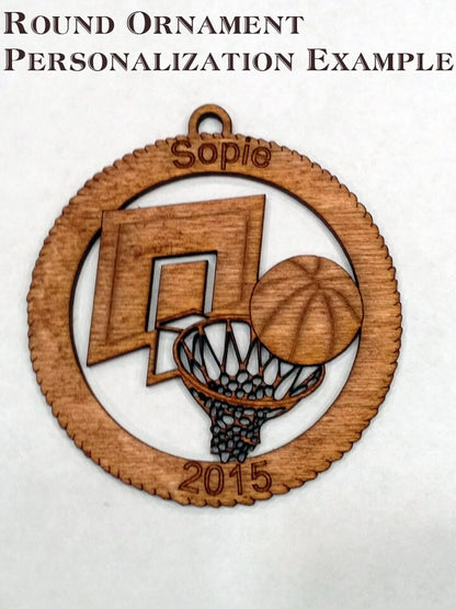 Basketball Laser Cut Wood Christmas Ornament