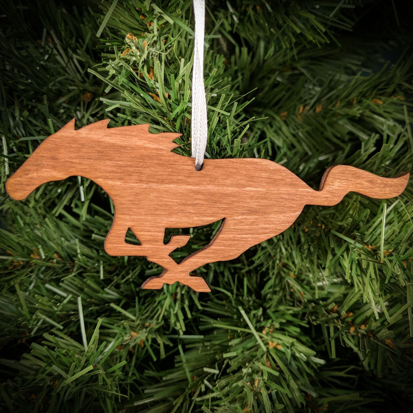 Mustang Horse Wood Christmas Ornament