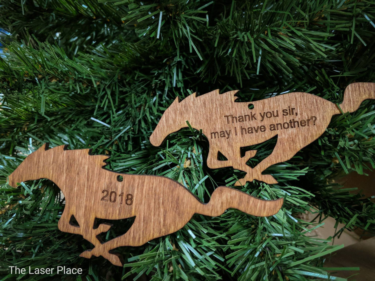 Mustang Horse Wood Christmas Ornament