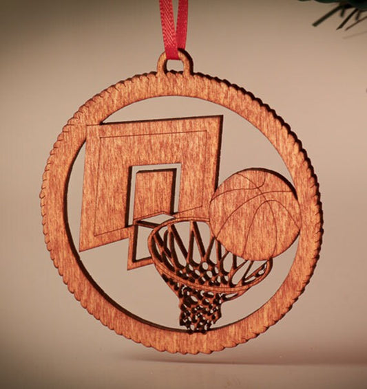 Basketball Laser Cut Wood Christmas Ornament