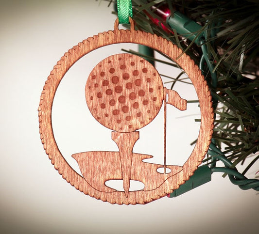 Golf Laser Cut Wood Christmas Ornament