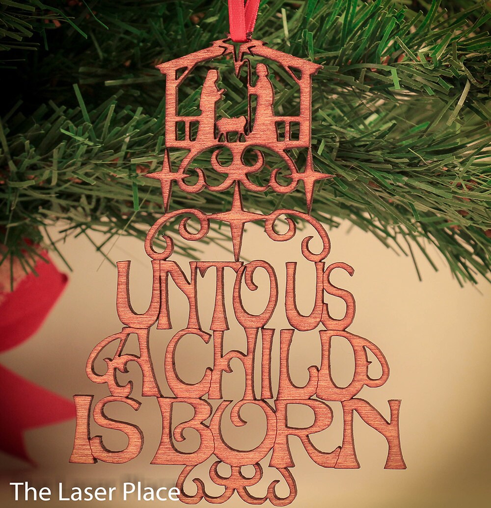 A Child is Born Laser Cut Nativity Christmas Ornament