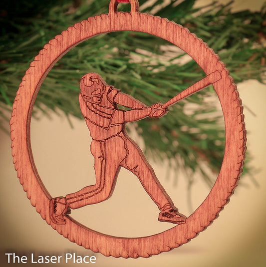 Baseball Wood Laser Cut Christmas Ornament