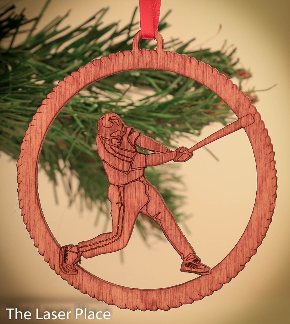 Baseball Wood Laser Cut Christmas Ornament